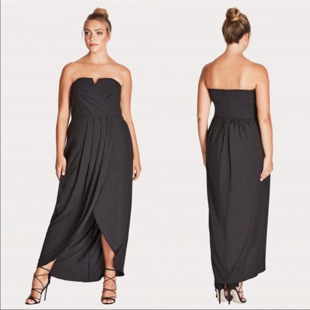 City Chic - Black Strapless Maxi Dress